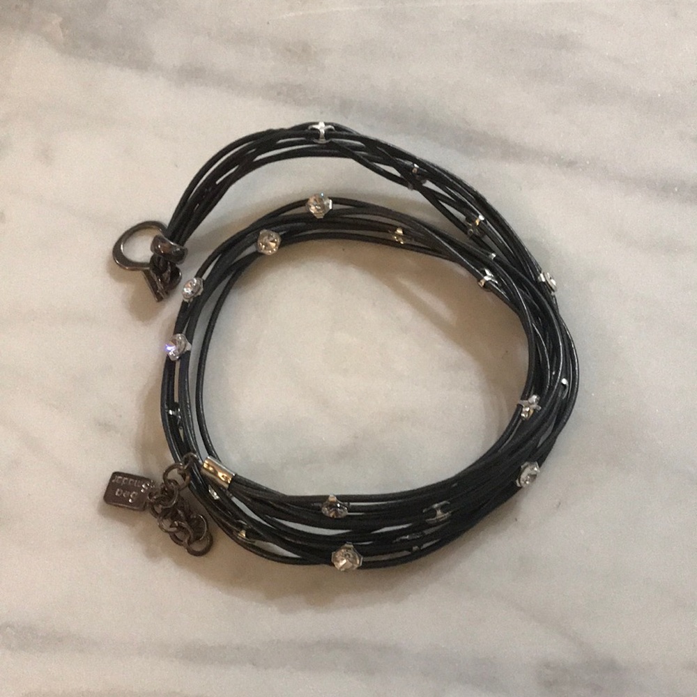 Black leather wrap around bracelet